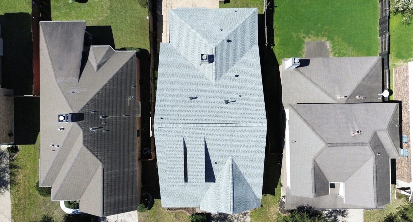 Roofing project documented from the air